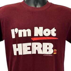 Vintage Burger King I'm Not Herb T Shirt Mens Small Red 80s Where's Herb Contest